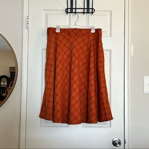 Orange + Black Plaid A-Line Skirt